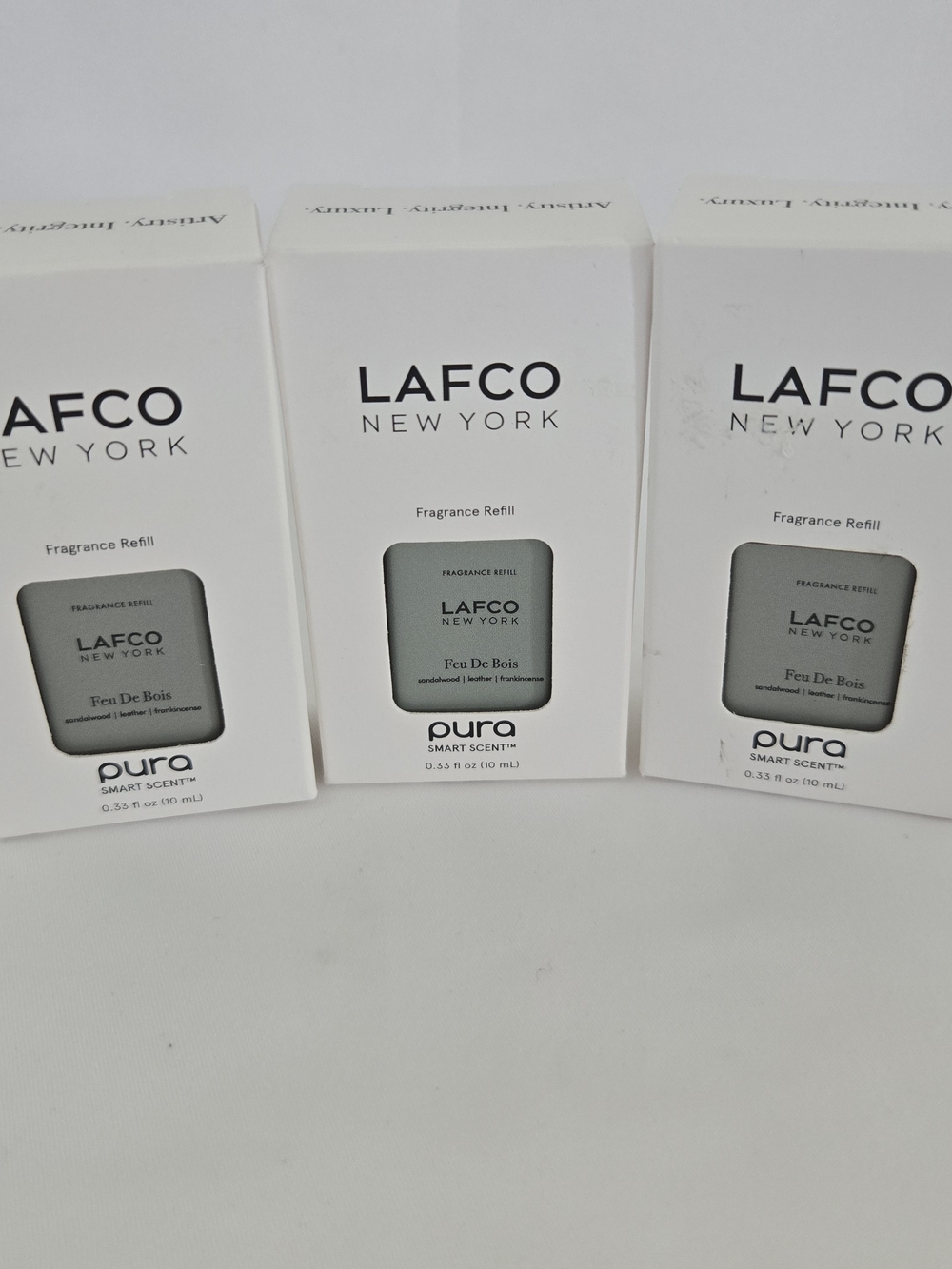 (3) LAFCO New York Fragrance Refill Pura Smart Scent Feu Du Bois .33 fl oz